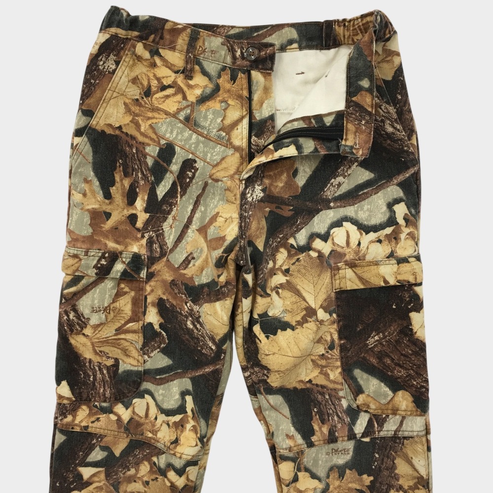 VINTAGE Pro Outdoors Mens Camo Cargo Hunting Pants Photo Stalk Leaf Print Small